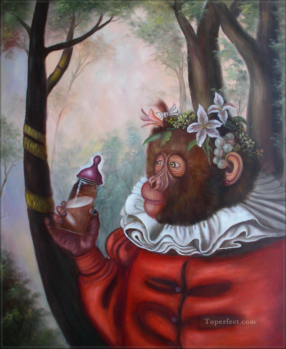 clothing monkey in forest Oil Paintings